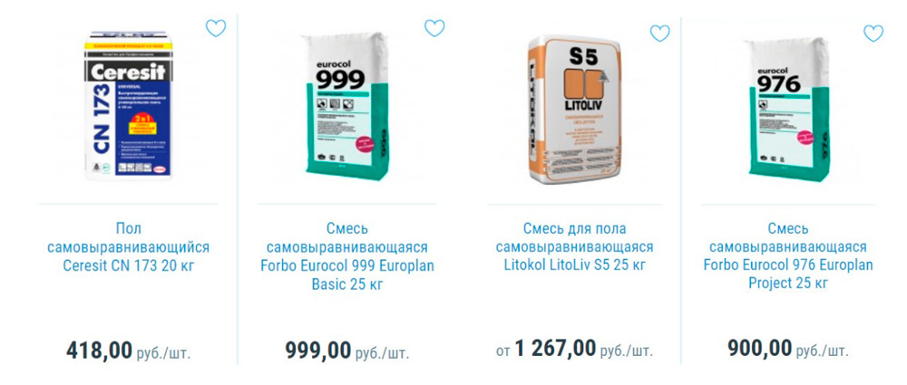 Самовыравнивающиеся смеси